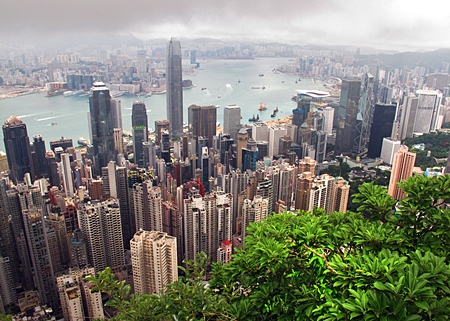A view of the city skyline is seen from the Peak in Hong Kong. (EPA/Paul Hilton)